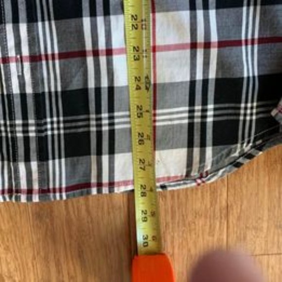 Chaps Boy's XL lightweight plaid flannel white blk red button-down long sleeve - Picture 4 of 6